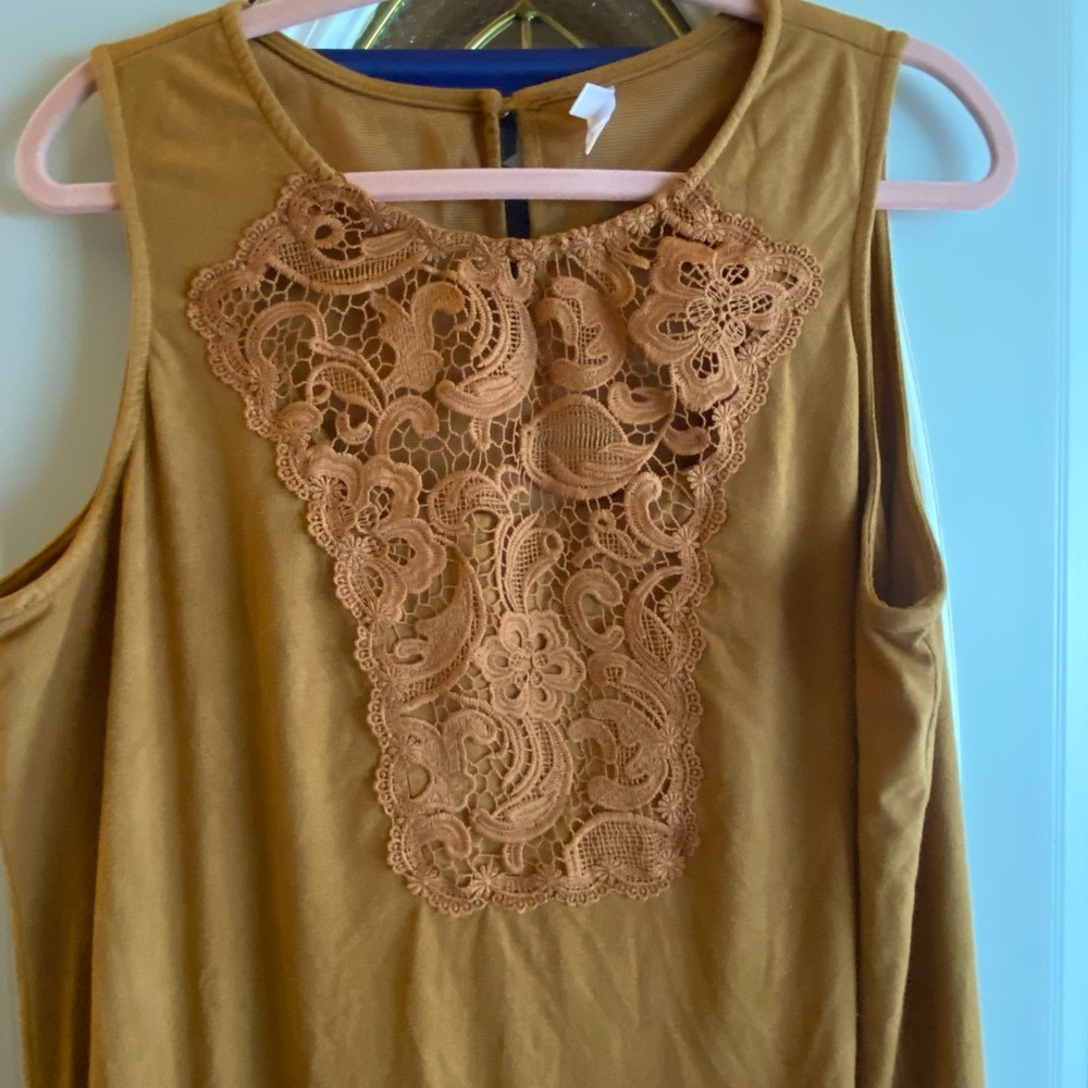 Xhiliration faux suede tan sleeveless dress - Picture 4 of 7